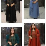 Georgette Handwork A-Line Gown with Shawl
