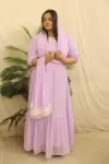 GEORGETTE FULL GOWN WITH SHALL lavendar