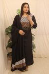 HAND-WORKED-COTTON-KURTI-SHALL-SET black