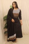 HAND-WORKED-COTTON-KURTI-SHALL-SET black 2