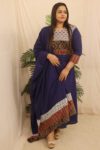 HAND-WORKED-COTTON-KURTI-SHALL-SET navy blue