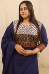 HAND-WORKED-COTTON-KURTI-SHALL-SET navy blue 1